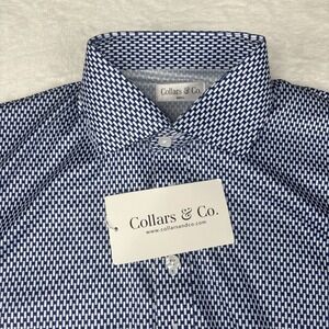 Collars and Co Semi-Spread Collar Polo Blue Vantage Size Small Dress Casual